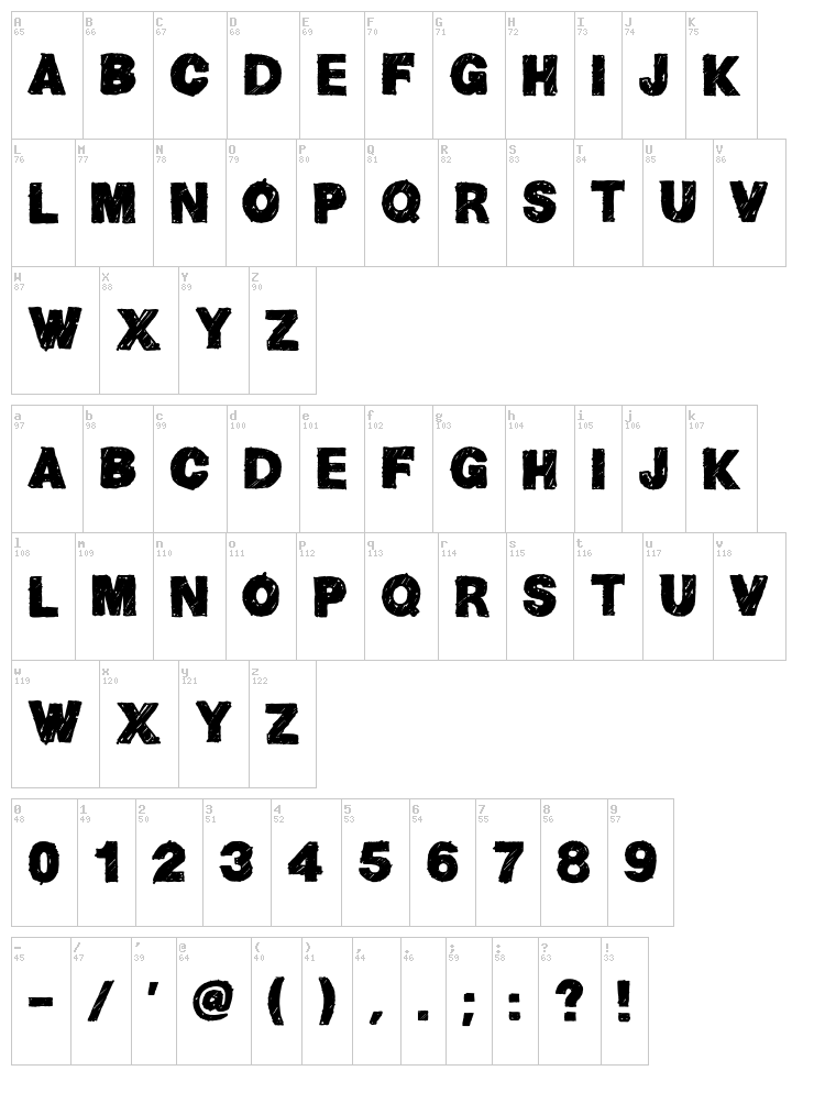 Helv Children font map